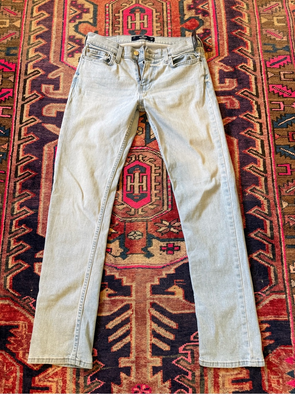 Hollister Slim Straight Leg Light Wash Jeans - Light Blue 29x32